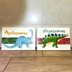 Stupell Industries Kids Room Art Stegosaurus Dinosaurs Wall Plaques Set Of 2